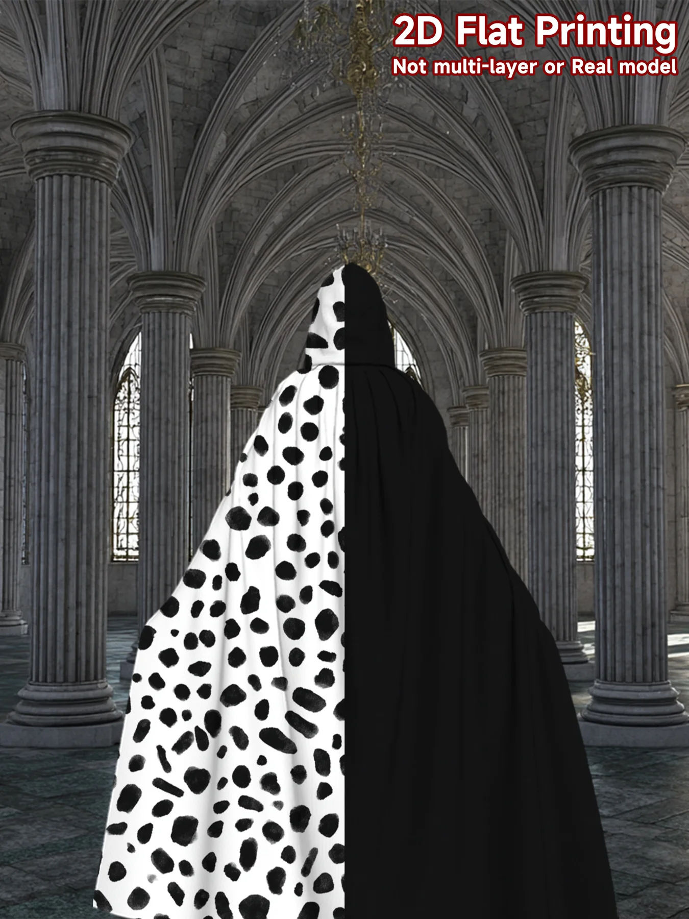 Customization 2D Flat Printing 1pc Robes | Black And White Dots Pattern Hooded Capes, Costume Cloak For Cosplay, All Occasions