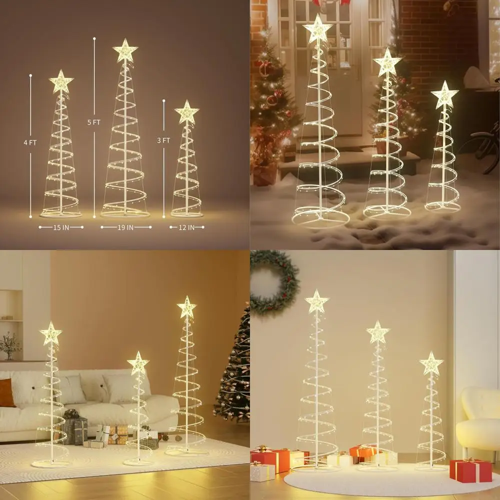 

Lighted Spiral Christmas Trees Outdoor, 3 Packs, 3/4/5FT, 220 LED Warm White, Indoor/Lawn Holiday Decor