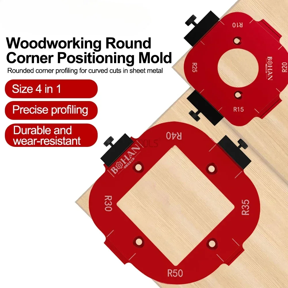 

4 in 1 Woodworking Router Arcs Angle Positioning Template Corner Radius Routers R10-R50 Radius Jig Woodworking Positioning Tool