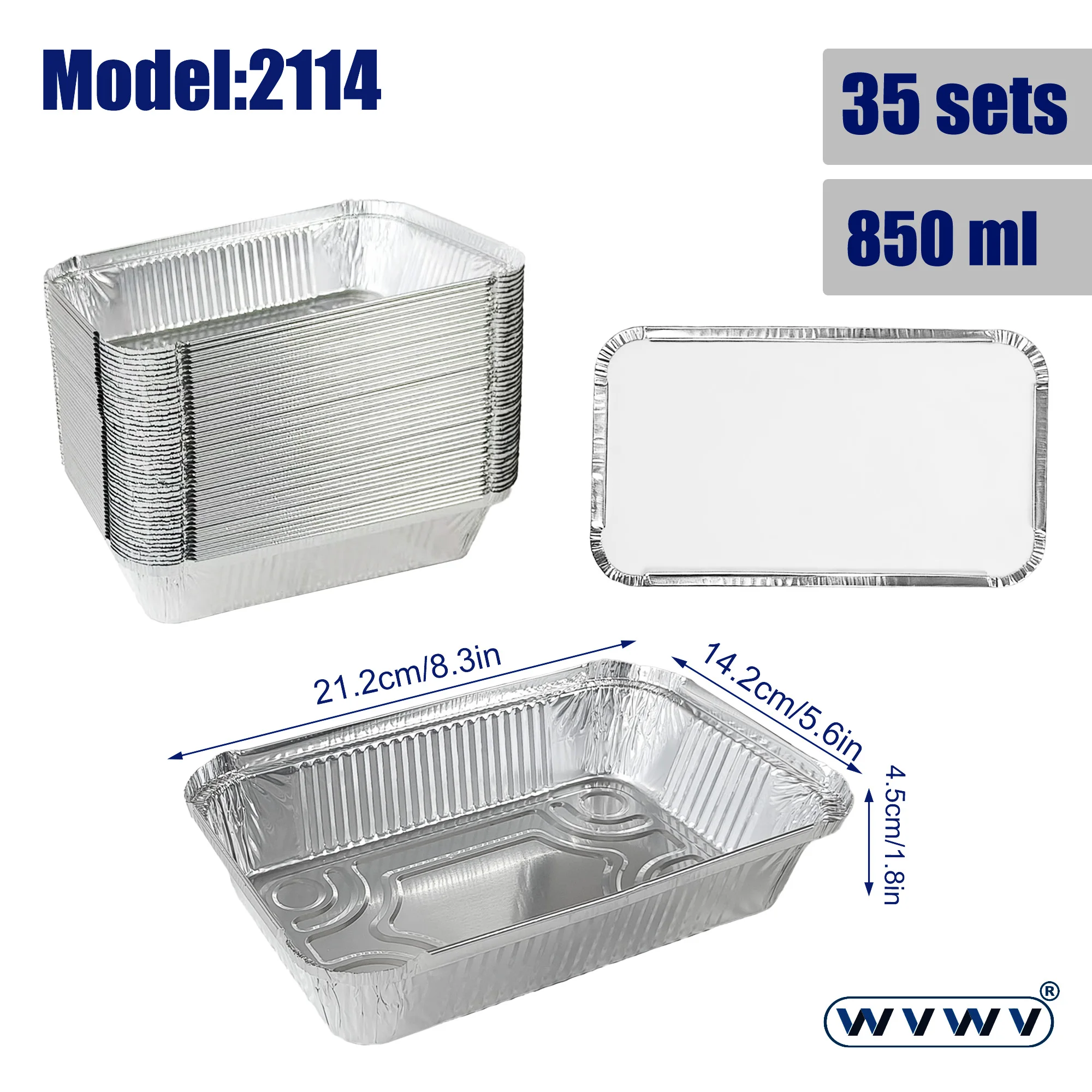 32649-6a483f.jpg 35 Recipientes de Aluminio de 850 ml con Tapa para Hornear, Asar y Conservar Alimentos