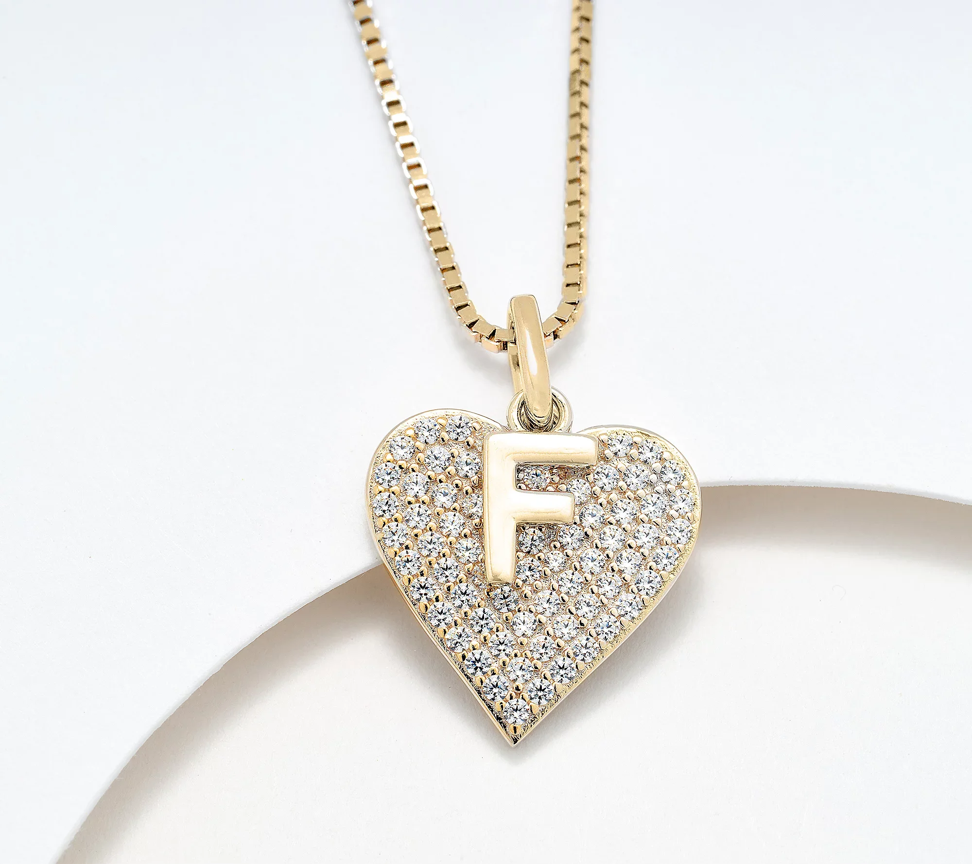 

Personalization 18k Gold Pavé Set Cubic Zirconia Heart Pendant Custom Initial Letter Necklace Luxury Jewelry Gift for Wife