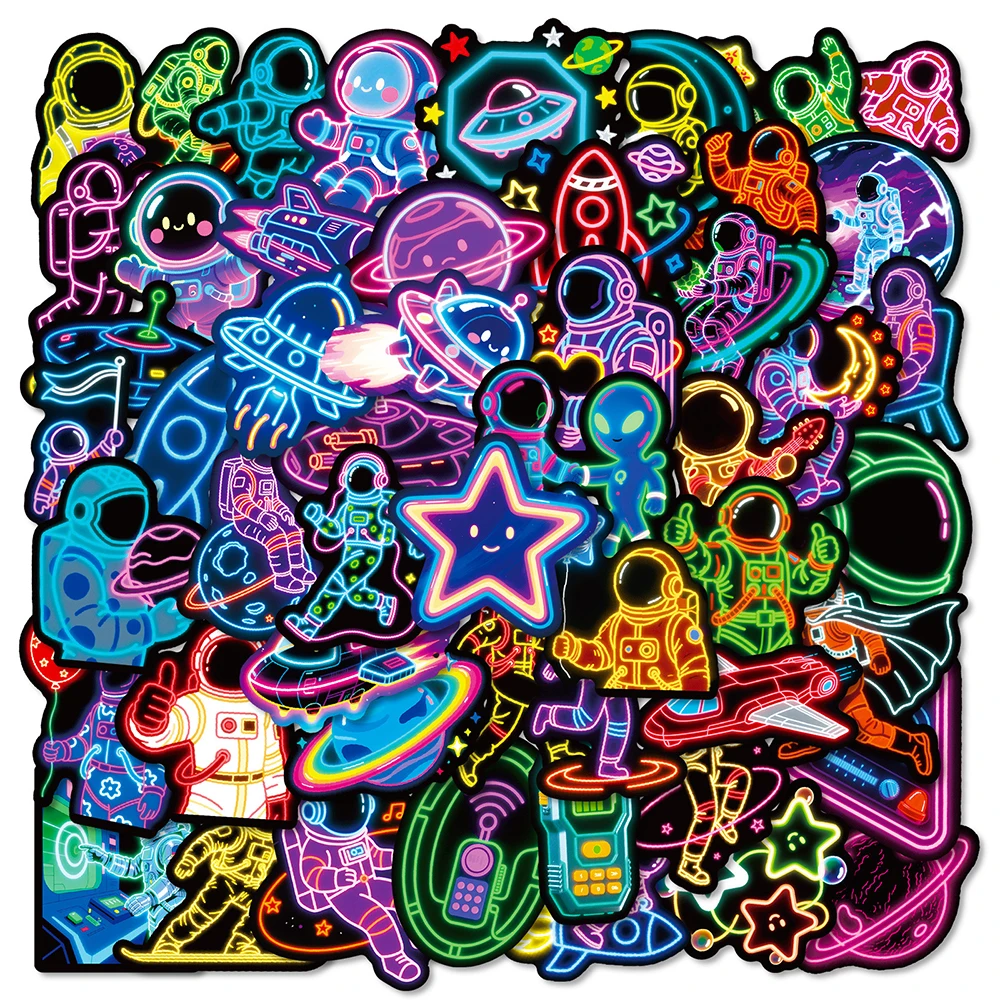 10/30/50 stücke Kühlen Neon Licht Astronaut Cartoon Aufkleber Wasserdichte Graffiti Telefon Fall Schreibwaren Tagebuch Kinder DIY Aufkleber spielzeug