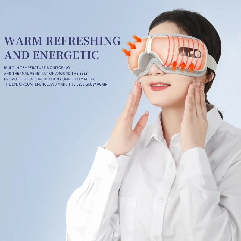 Smart Eye Massager Bluetooth Heated Compress Vibration 3 Modes 15-Min Timer 1200mAh Foldable for Travel Office Home
