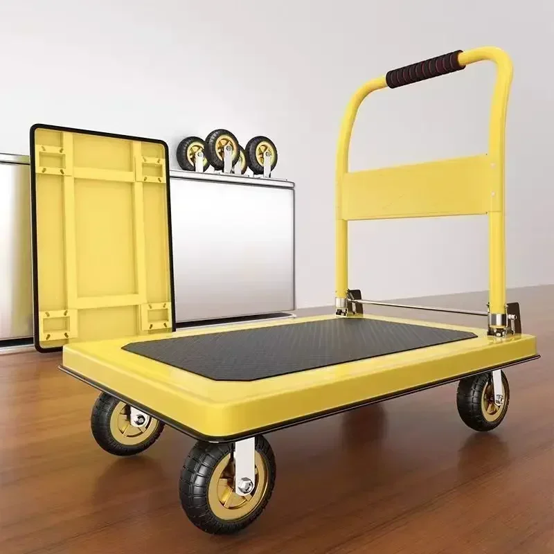Minimalist Color Steel Plate Trolley Pull Goods Trolley Pallet Flatcar Portable Folding Silent