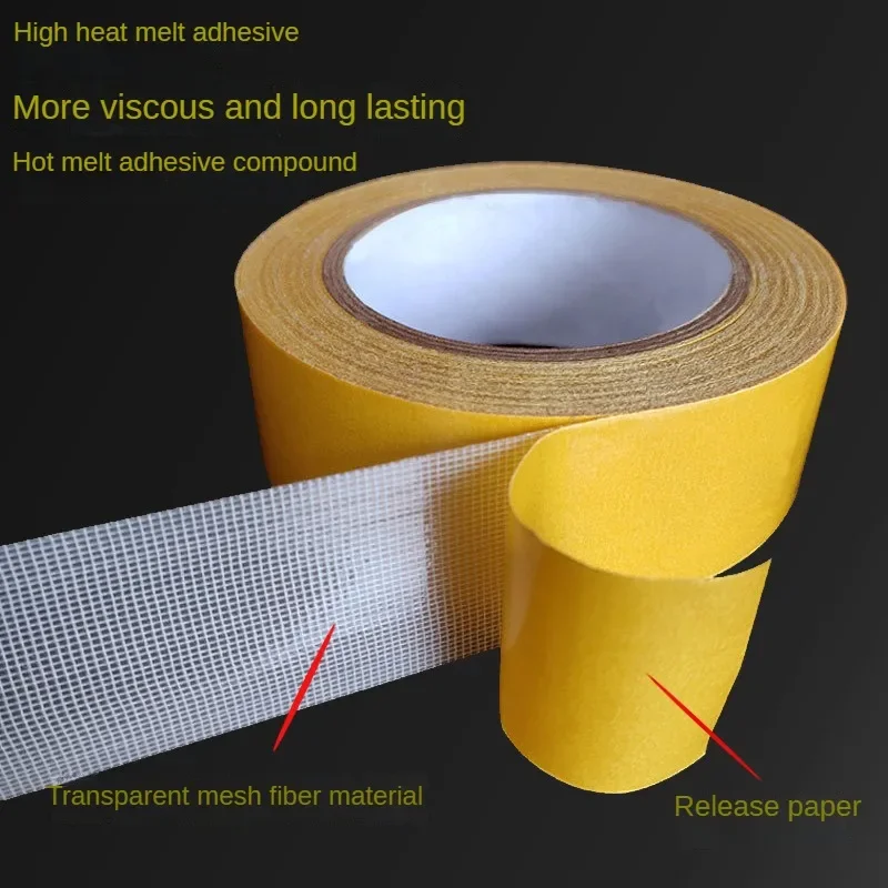 Pita perekat kain dua sisi dengan merekat tinggi yang kuat tanpa jejak karpet tetap jaring transparan pita perekat dua sisi