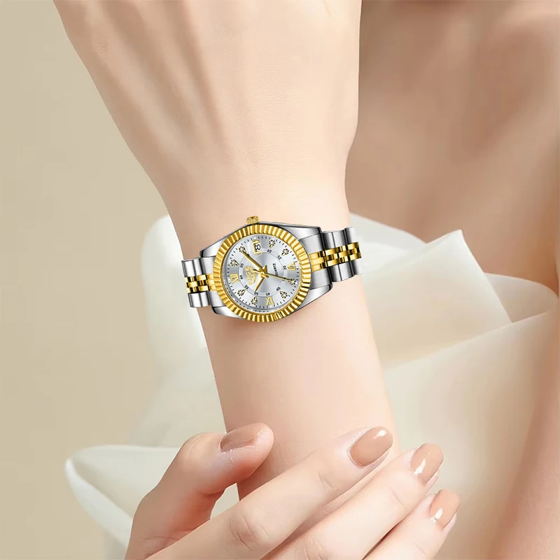 ساعة نسائية أنيقة من LIGE بمينا صغير فاخر بسوار من الفولاذ المقاوم للصدأ مقاومة للماء وتاريخ تلقائي ساعات كوارتز ماسية للسيدات Reloj Mujer