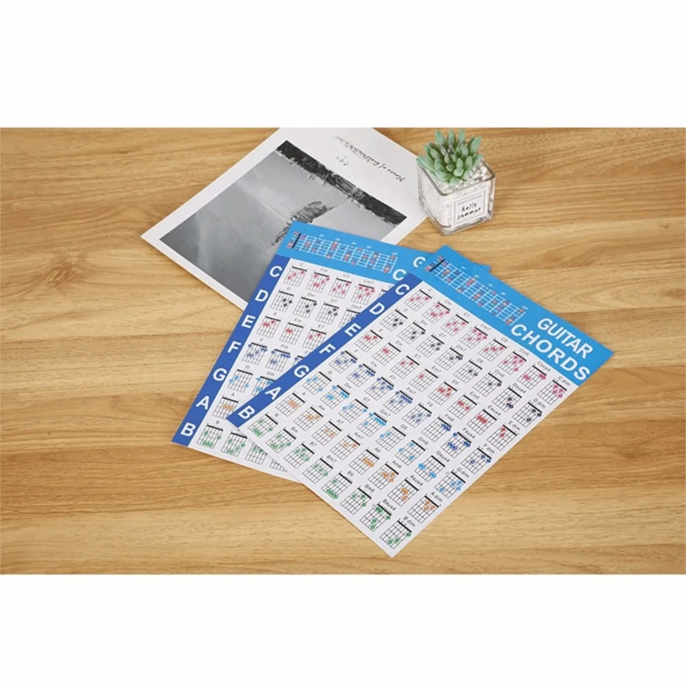 Color Coded Guitar Chord Poster Coated Paper Printed Vinyl Paper Chord Fingering Diagram 6 Guitar Picks 56 Colour
