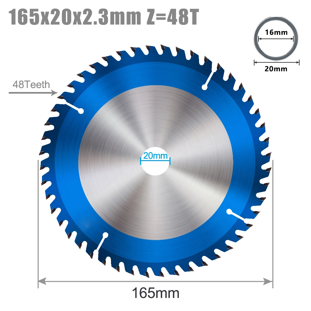 XCAN 165mm Cirkelzaagblad TCT Carbide Zaagblad Voor Houtbewerking Snijgereedschappen Hout Slijpschijf 24/40/48/60T