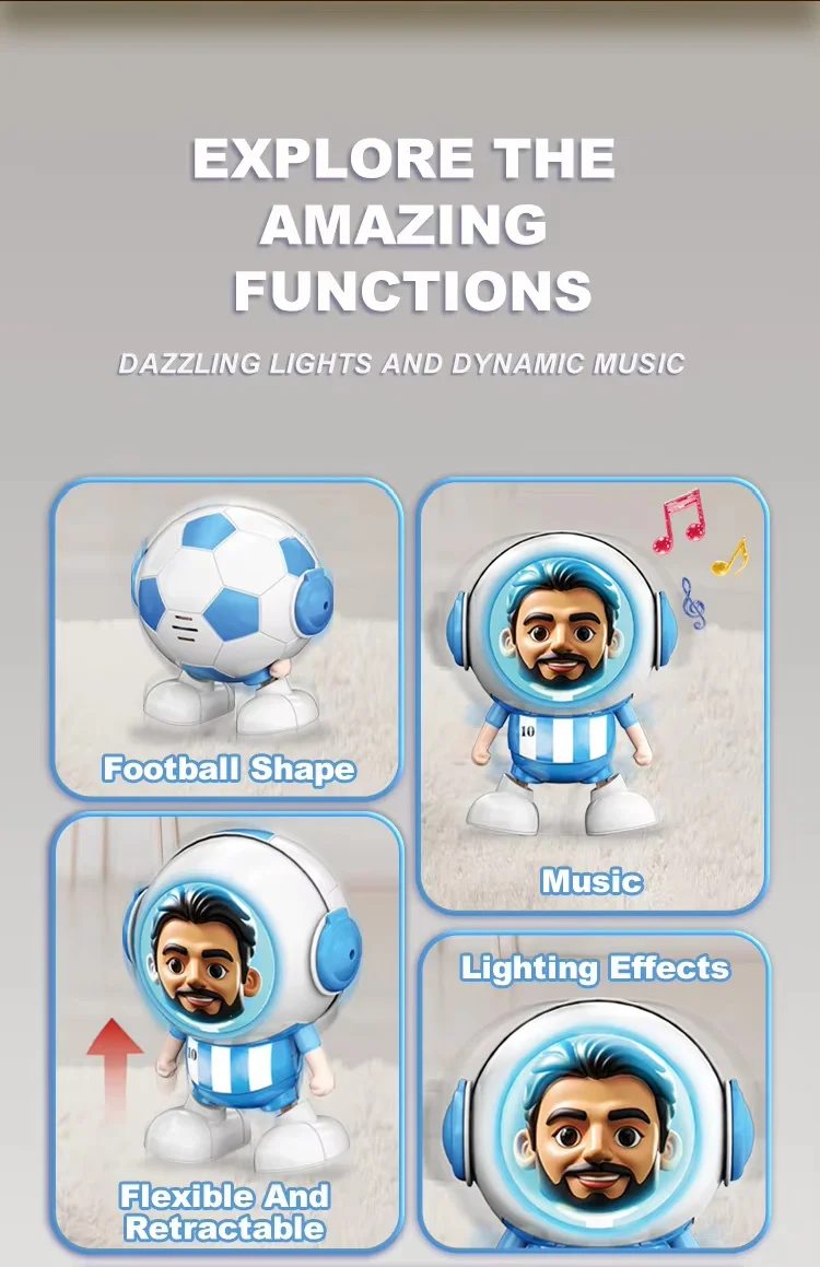 Cute Baby Footballer Astronaut Toys - 4 Colorful Walking Spaceman Action Figures, Fun Interactive Electric Walking Dolls for Kid view 2