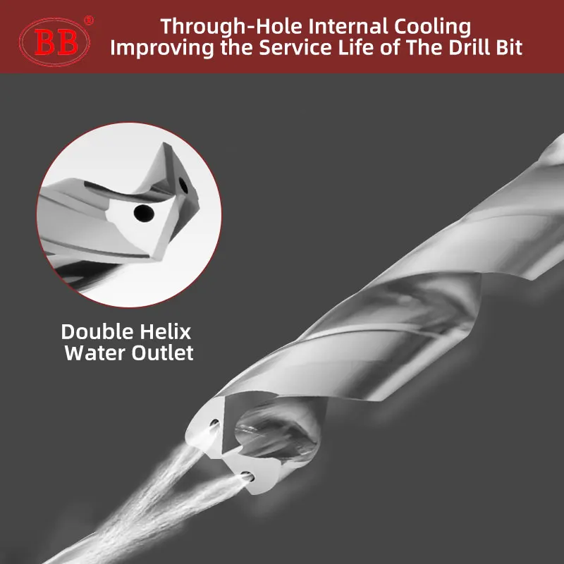 BB Solid Carbide Internal Cooling Drill Bright PRO Bit Hole Drilling 5xD Cutting CNC Tool for Aluminum Diameter 3.0-20mm