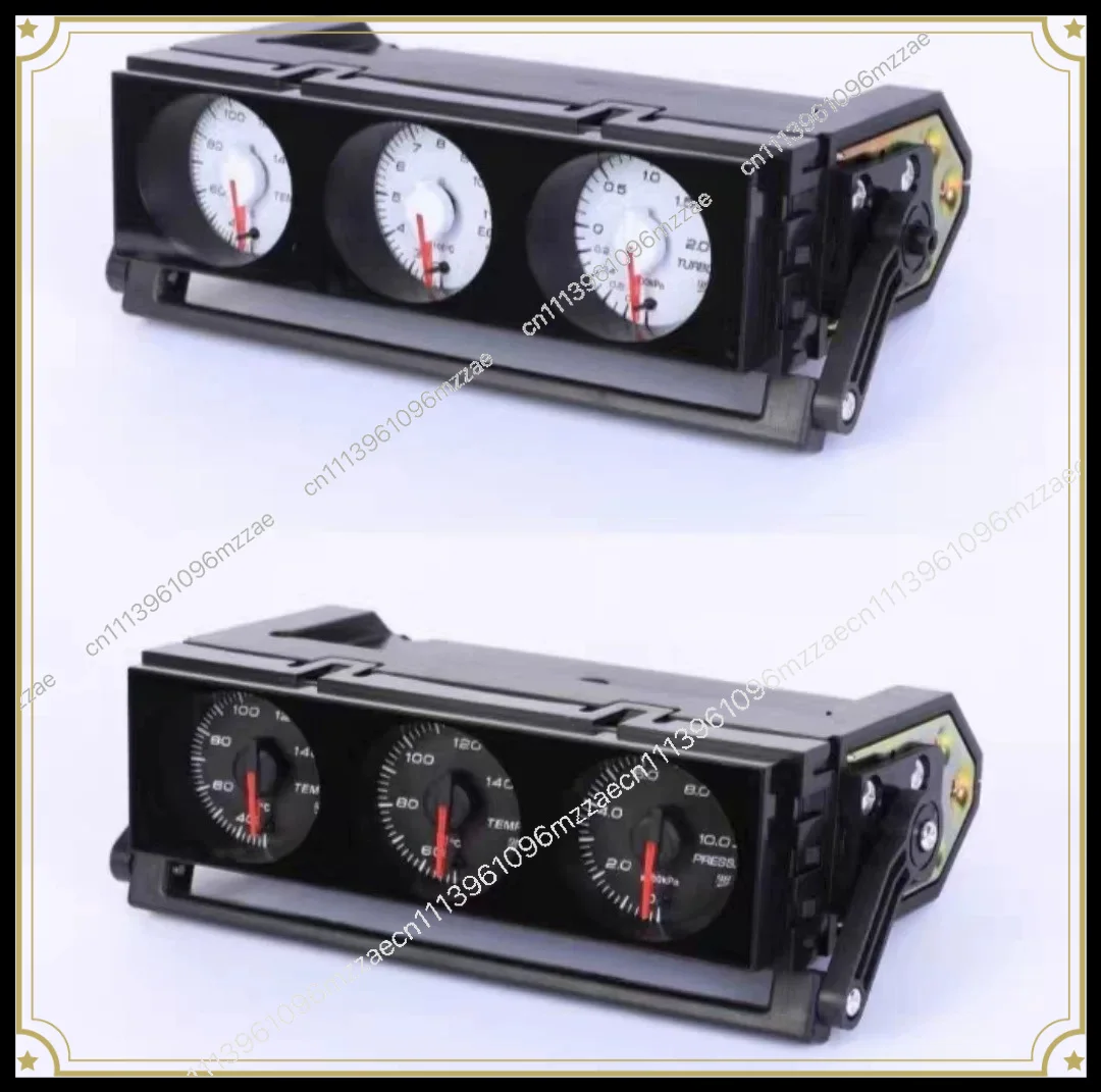 DEFI Integrated Triple Gauge, Water Temp Oil Temp Oil Pressure Meter, Black White Background