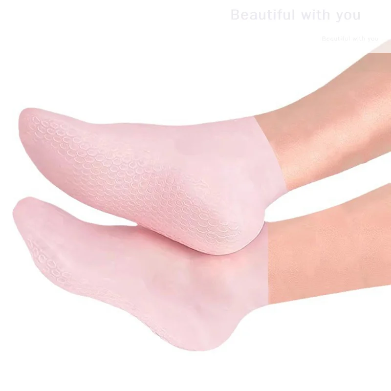 2 個のシリコーンフットケアソックス抗ひび割れ保湿ジェルソックスひび割れ角質除去プロテクター鎮痛ペディキュアツール