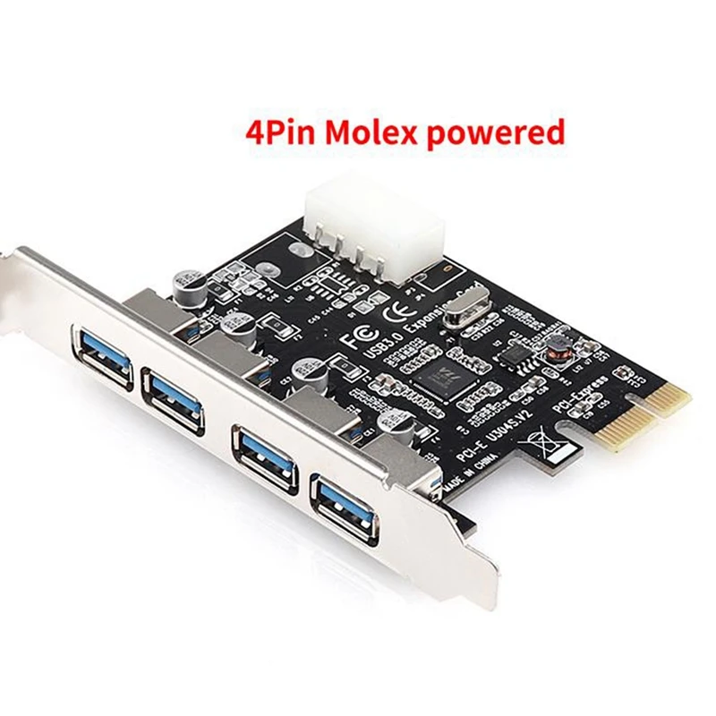 1 Set Adattatore per scheda di espansione PCI Express HUB professionale da 4 porte PCI-E a USB 3.0 Velocità 5 Gbps per desktop