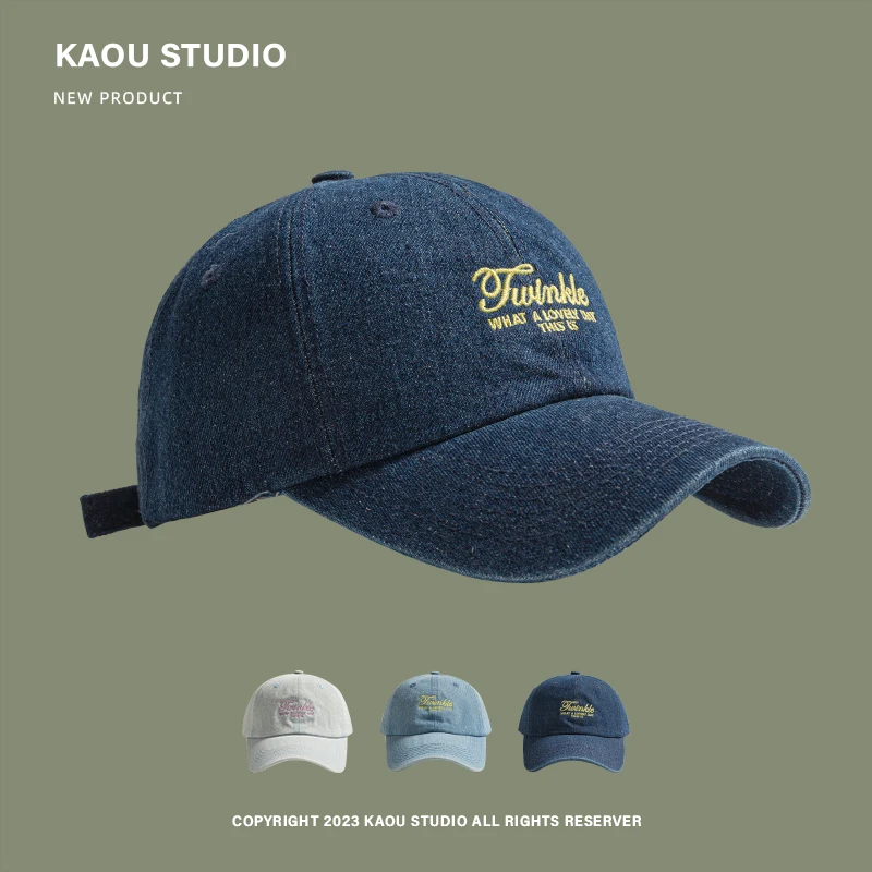 

Джинсовая кепка, новая универсальная маленькая бейсболка для лица, мужская повседневная пара, оттенок для покупок