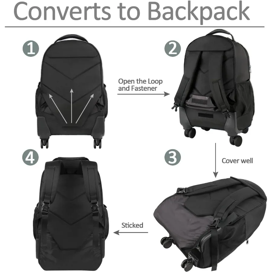 حقيبة ظهر دوارة من MATEIN مقاس 18 بوصة حقيبة كمبيوتر محمول كبيرة للسفر مع 4 عجلات للبالغين حقيبة أمتعة ذات عجلات شديدة التحمل لـ Wo #5