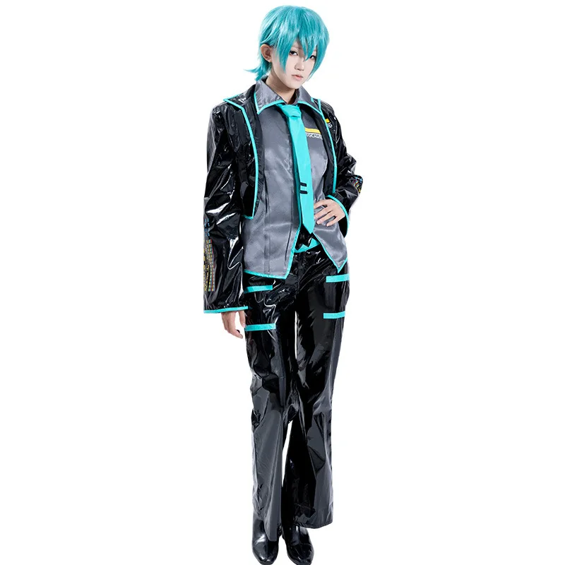Anime Mikuo Male Version Cosplay Costume Miku 16TH Cosplay Leather Midi Sexy Dress Halloween Carnival Party JK Uniform view 5