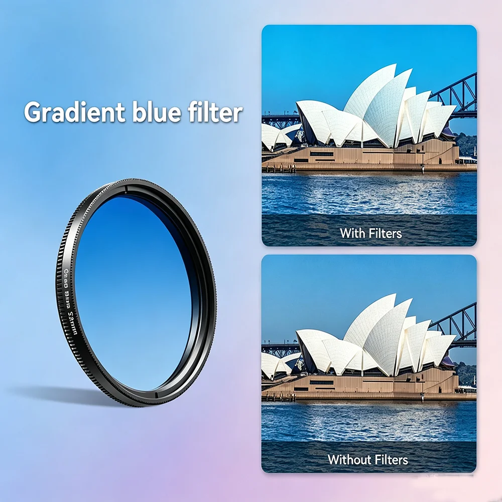 APEXEL 7-in-1 Phone Filter Kit, Blue Red Yellow Orange Gradient Filters, Compatible with iPhone, Xiaomi and Others