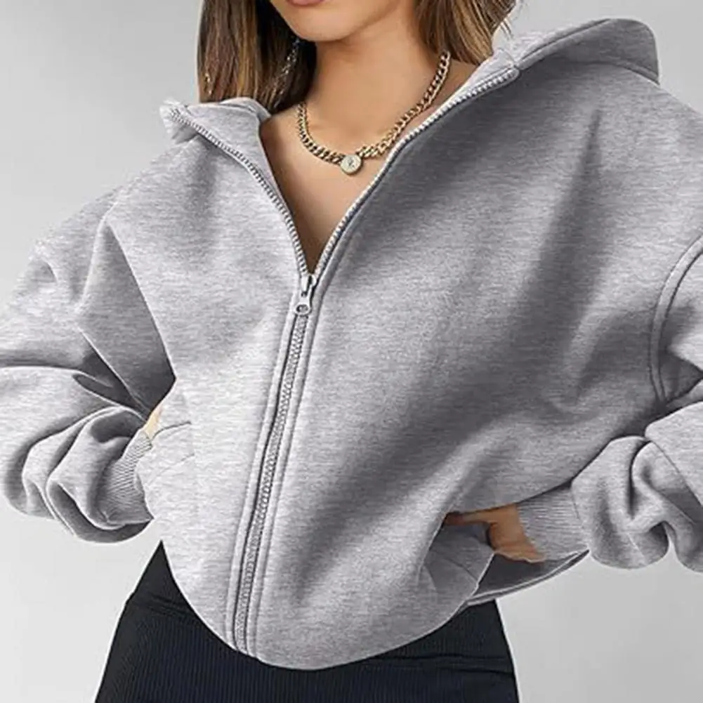 

Women Hoodie Stylish Hooded Zipper Coat with Pockets for Women Warm Mid Length Cardigan for Outdoor Activities Fashionable Fall