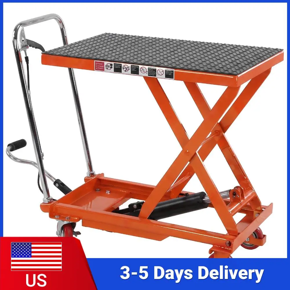 

Hydraulic Lift Table Cart 330 LBS Capacity Hydraulic Lift Cart 28 Inch Lifting Height for Material Handling and Transportation