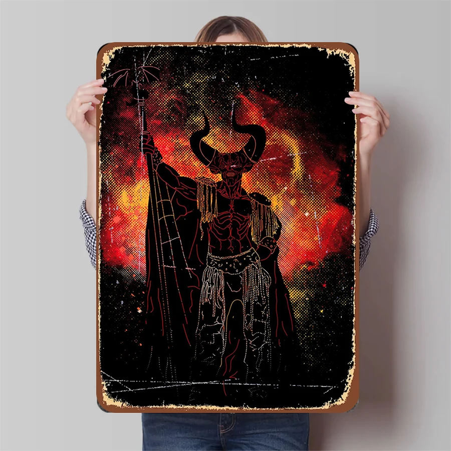 Dark Lord Totem Metal Iron Painting Retro Style Demon Decorative Painting Living Room Study Wall Hanging Exclusive