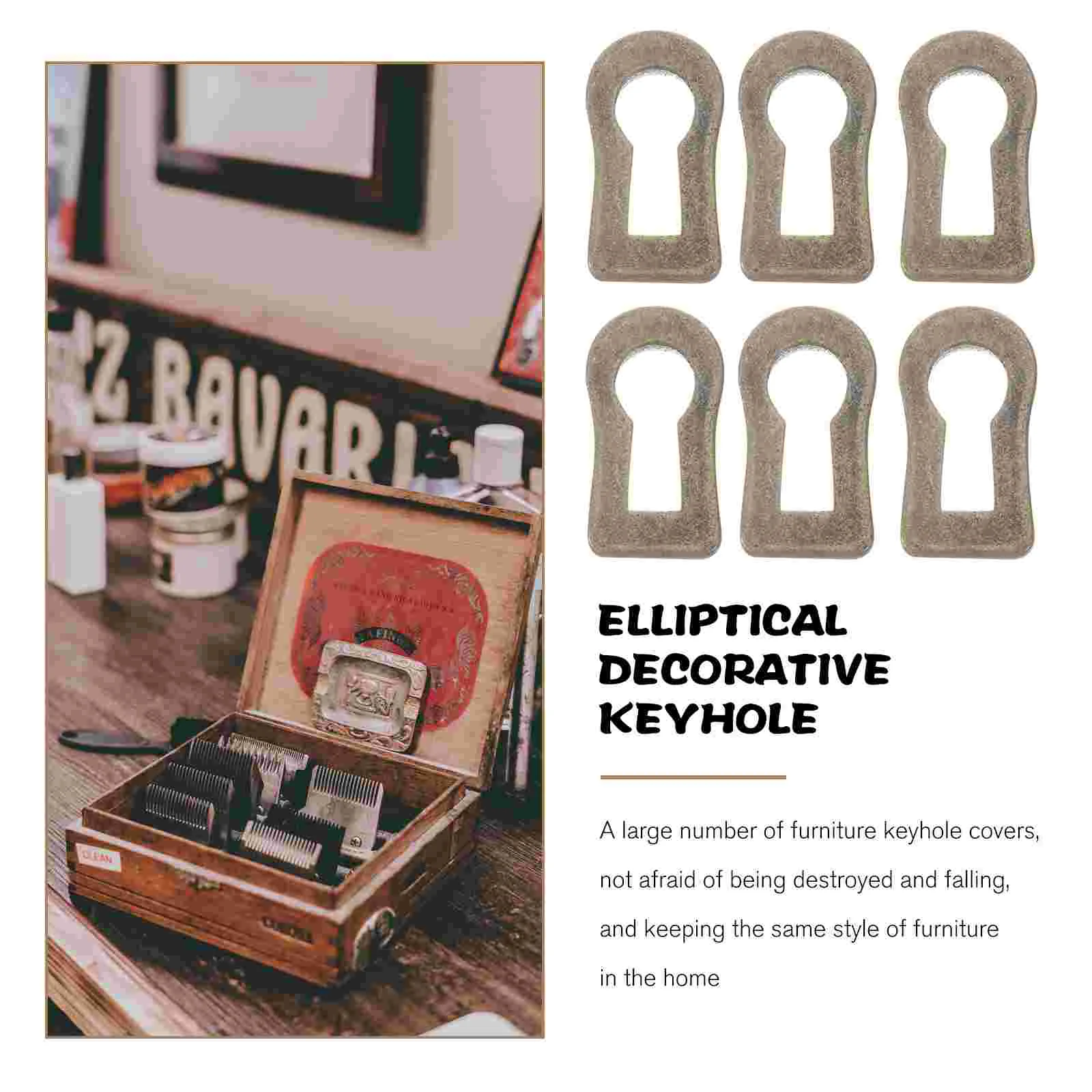 10 Pcs Copper Oval Keyhole Cover 22x12x7MM Furniture Hardware Decorative Plate For Doors Drawers Cabinets