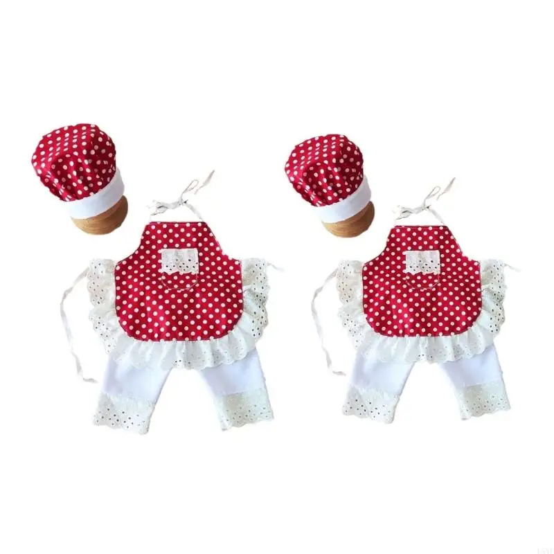 

L5YF 3pcs Newborn Shower Gift Photo Props Hat Apron Pants 0-6M Baby Photo Outfit Set