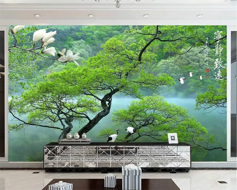 Custom Photo Wallpaper 3D Blue Sky Forest White Dove Wall Decorative Mural Painting Wallpapers For Living Room Bedroom Wall