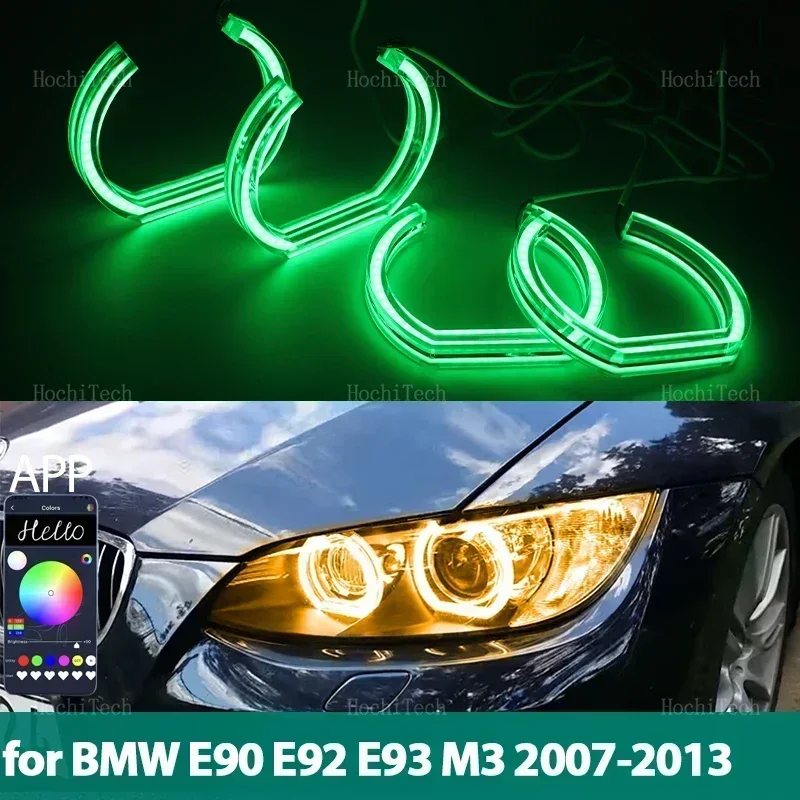 4x DTM App Control LED Angel Eyes Bulb Ring RGB Lamp Kit for BMW 3 Series E90 E92 E93 M3 2007-2013 Coupe Cabriolet