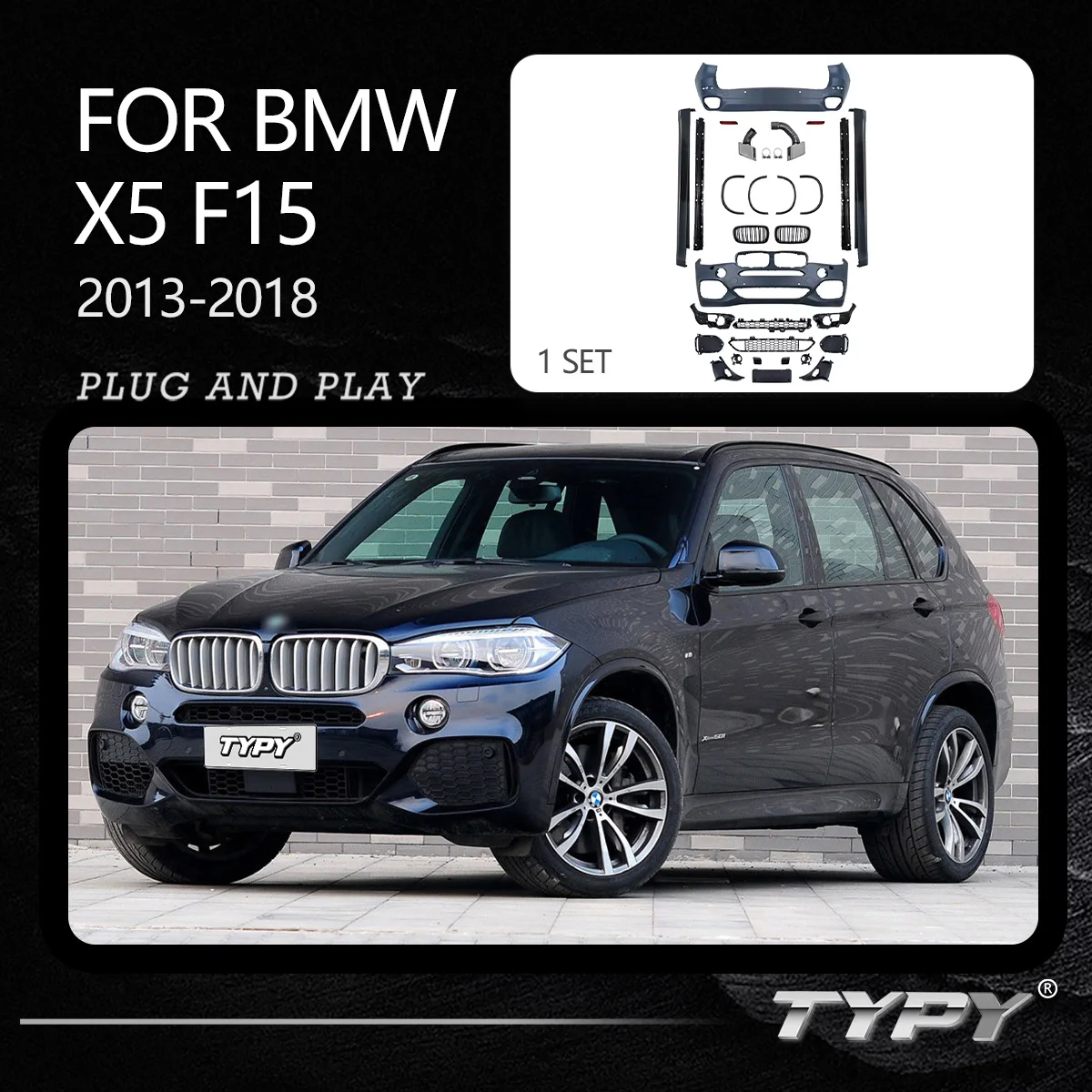 TYPY Body kit For BMW X5 F15 2013-2018 Modified X5 M-Tech Styles Body Kits Front and Rear Bumpers 1:1 Design Car Accessories