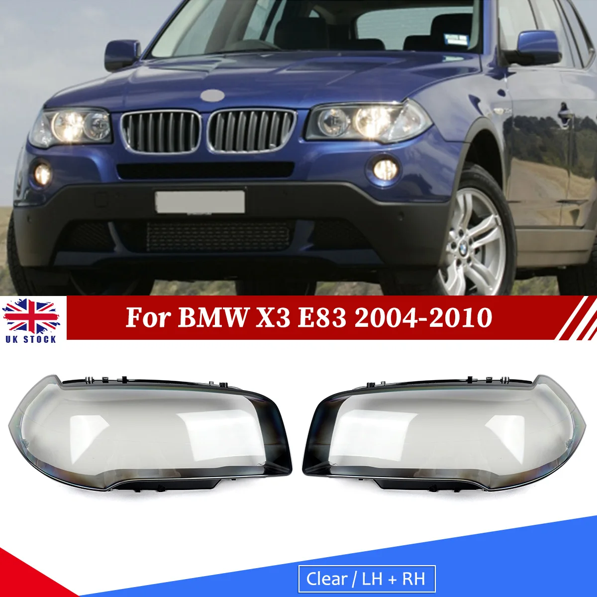 

A Pair Front Headlight Lens Headlamp Cover For BMW E83 X3 2004-2010 Left&Right
