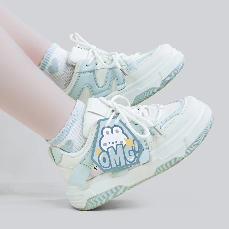 Amy and Michael 2024 New Lovely Girls Students Sports Casual Sneakers Female White Skateboard Shoes Women Low Top Anime Shoes