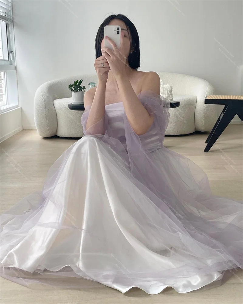 Xijun Fairy Lilac Long Prom Dresses Tulle Satin Korean Wedding Dresses Photoshoot Corset Princess Prom Gowns Formal Dresses 2024