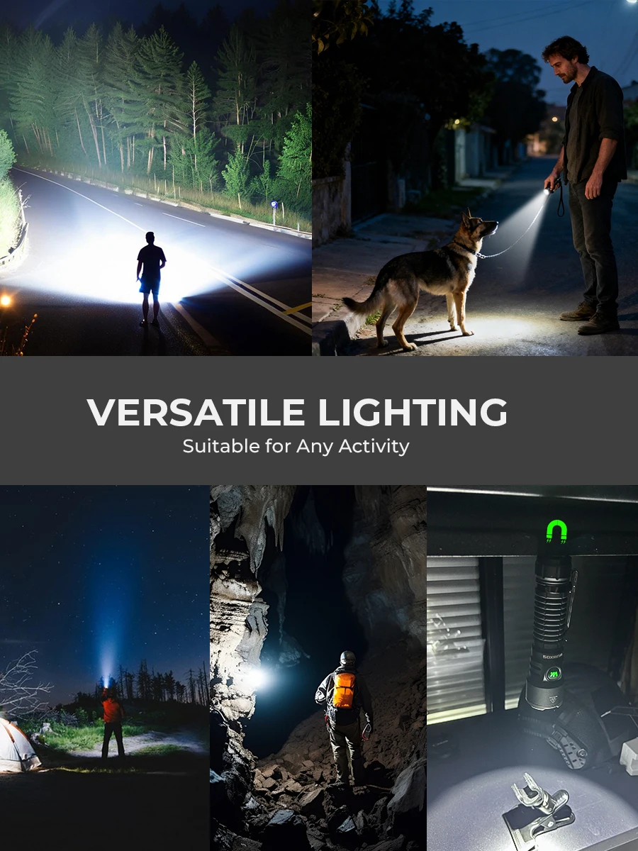 Wurkkos TS28 LED-Taschenlampe, 21700 wiederaufladbarer Akku, USB-C-Schnittstelle, 3200 Lumen, 506 m Reichweite, schwarz-blaue zweifarbige Taschenlampe, magnetischer Endschalter, geeignet für Camping,