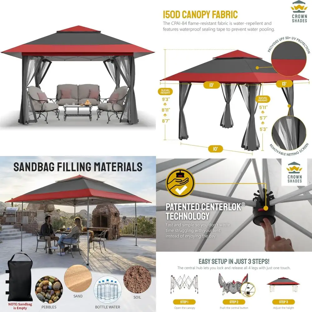 

Pop Up Gazebo 13x13 Outdoor Canopy Tent for Backyard Patio Furniture - Clearance Sale, Ideal for Garden and Gatherings