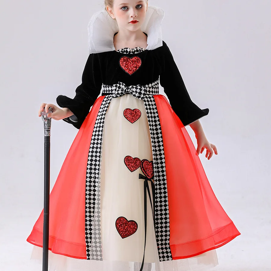 loween Alice in Wonderland Red Queen Costume Cosplay Court Queen Parent-Child Outfit Princ Skirt Traditional Chinese Co...