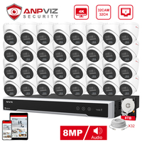 Anpviz 32CH 4K NVR 8MP POE IP Customized Camera Plug&Play System CCTV Outdoor Security Surveillance Kit Remote View H.265 IR 30m