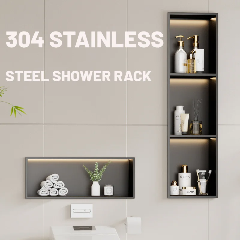 

Niche 304 Stainless Steel Toilet Bathroom Metal Embedded Finished TV Cabinet Baffle Embedded Niche