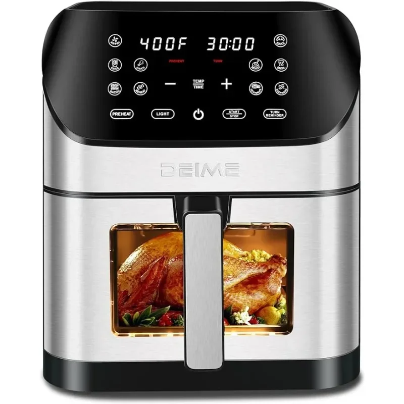 Grande AirFryer Forno Oilless Grande, Fogão Saudável com 10 1 Touch Press, Janela de Cozinha Visível, Cesta Antiaderente, 8,5 QT