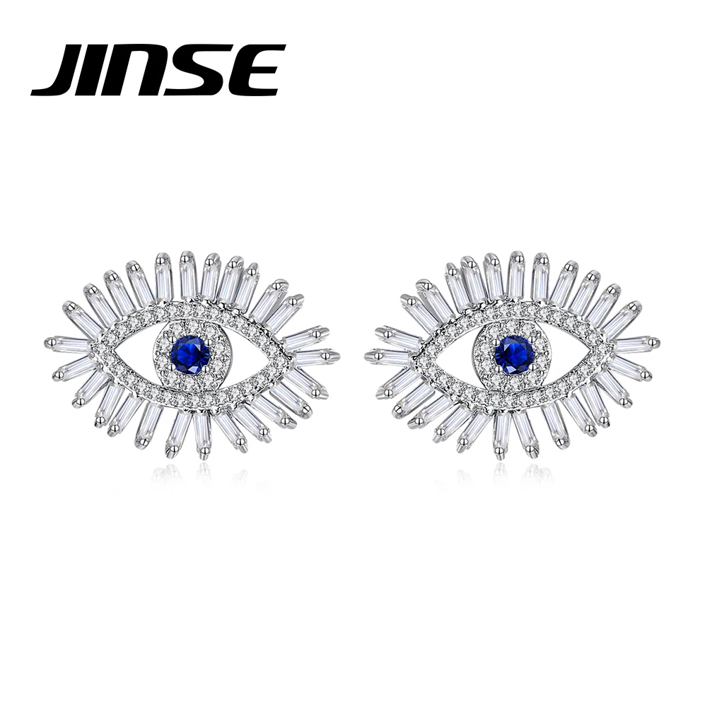 

JINSE Blue Cubic Zirconia Evil Eye Earrings Studs for Women CZ Demon Eyes 2023 New Trend Best Friendship Christmas Party Gifts