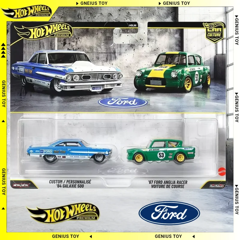Hot Wheels Premium Car Culture 2-Packs Custom '64 Galaxie500 '67 FORD ANGLIA Racer 1:64 Diecast Alloy Car Collectible Gift Toys