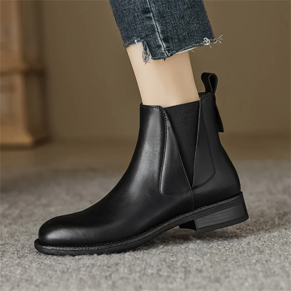 FEDONAS Retro Women Ankle Boots Low Heels Genuine Leather Motorcycle Boots Round Toe Hiking Outdoor Shoes Woman Short Boots