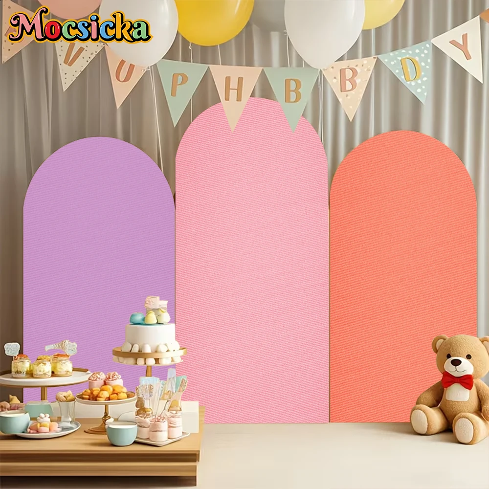 Mocsicka Solid Color Arch Backdrop Cover Soft Fabric Black White Pink Decors Adult Wedding Baby Birthday Party Arched Background