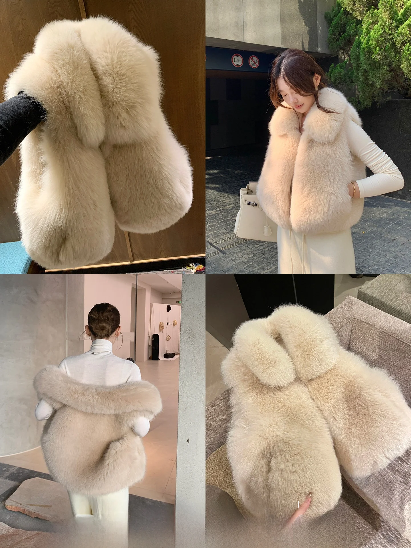 

Xzichic Women's Fur Vest Warm Outerwear oulder Padded Lamb Skin Collar Flip Design Casual Sle Winter Coat