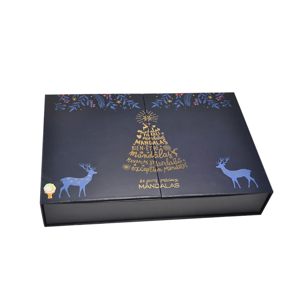 2025.Custom Rigid Cardboard Advent Calendar Christmas Gift Packaging Boxes Matt Lamination Embossing UV Coating for Photo Frame