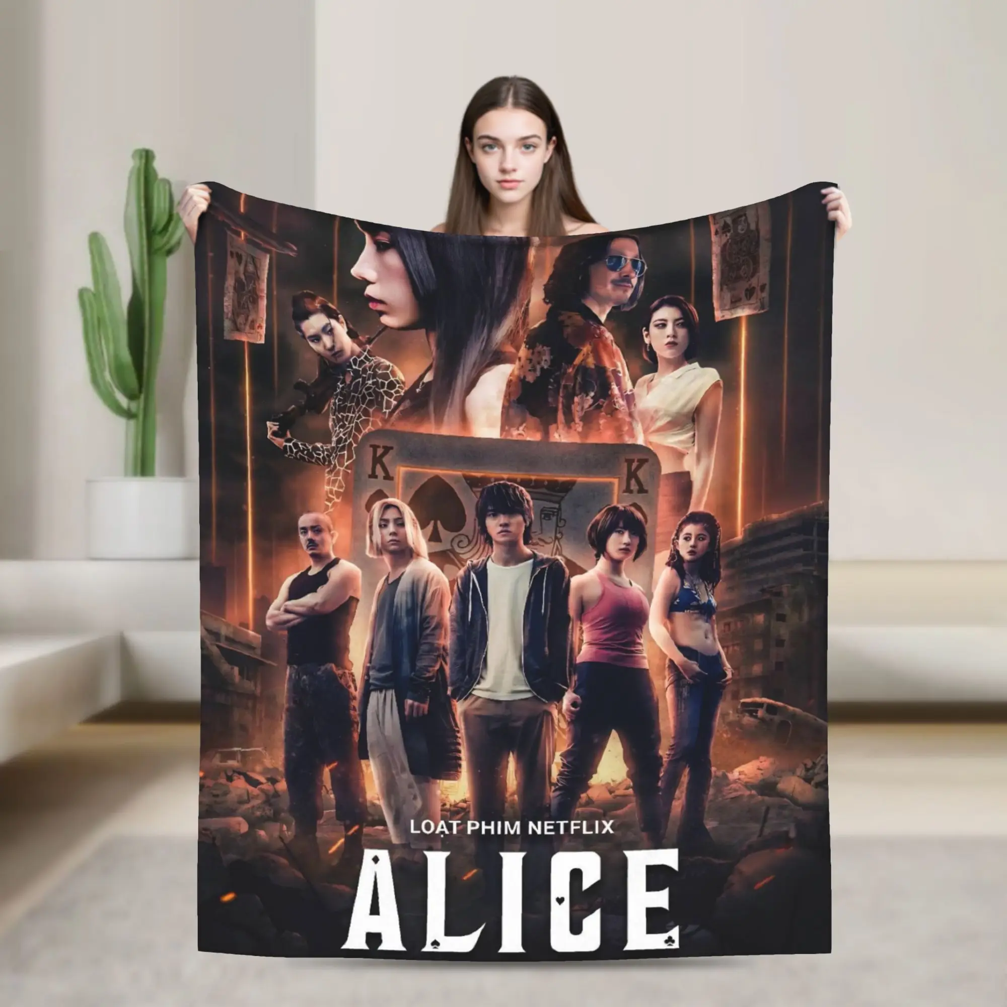 Alice In Borderlands Blanket Quality Warm Soft  Throw Blanket Winter Students Couch Chair Aesthetic Bedspread