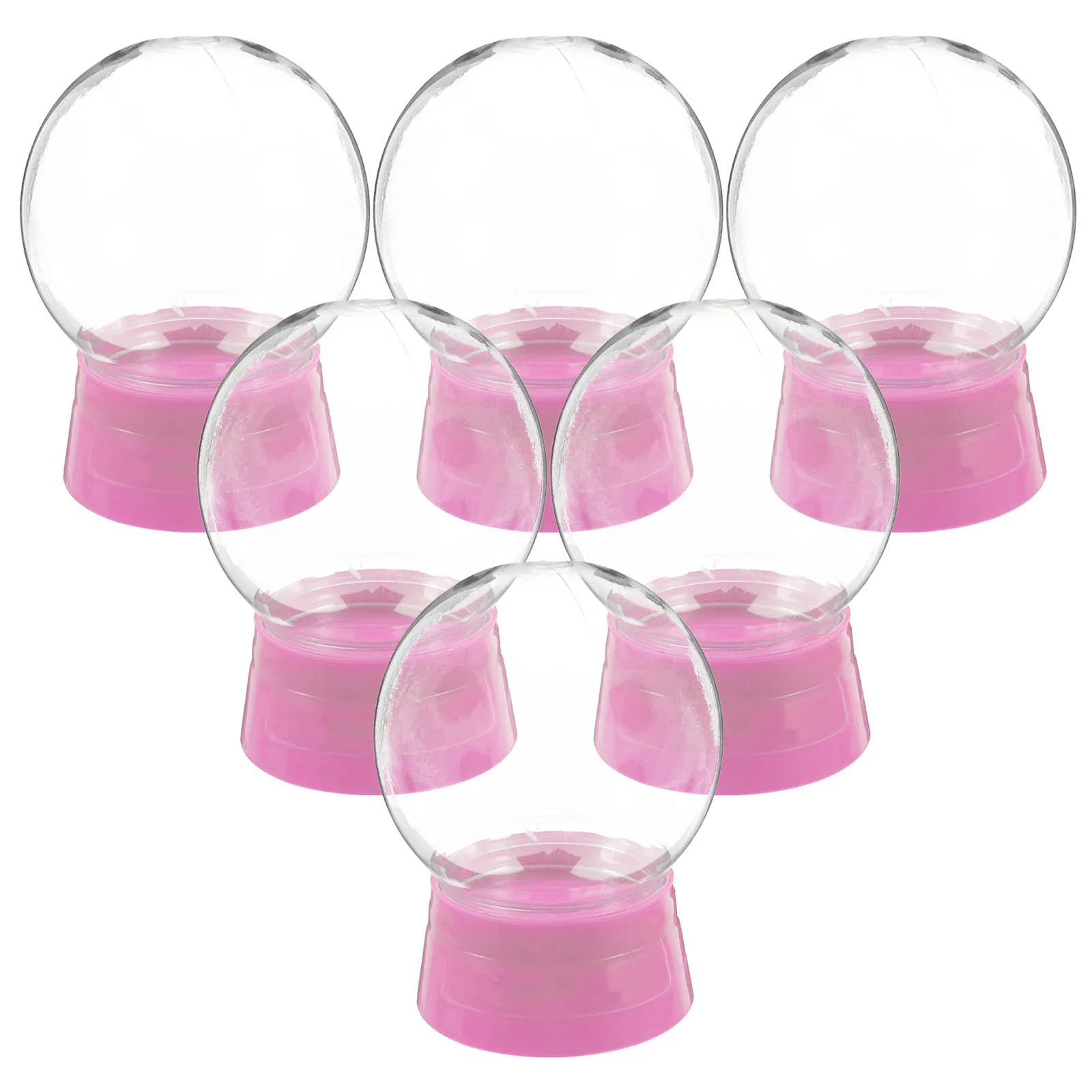 

6pcs Christmas Diy 270Ml Clear Plastic Water Globe Kits Waterproof Screw Off Cap Xmas Winter Craft Pink Keepsake Globe Display