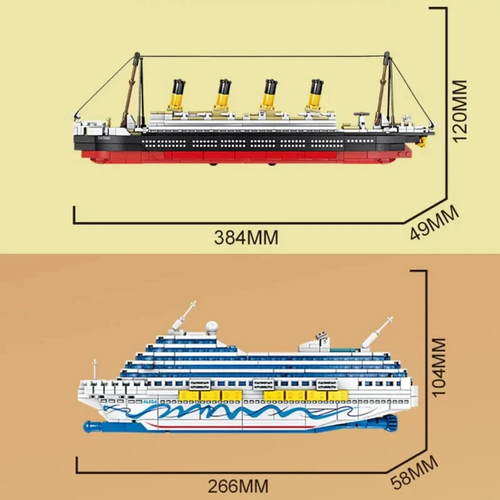 Titanic Model Boat Creative Luxury Cruise Ship Liner Vessel Building Blocks DIY 3D Model Bricks Toys for Children Gifts