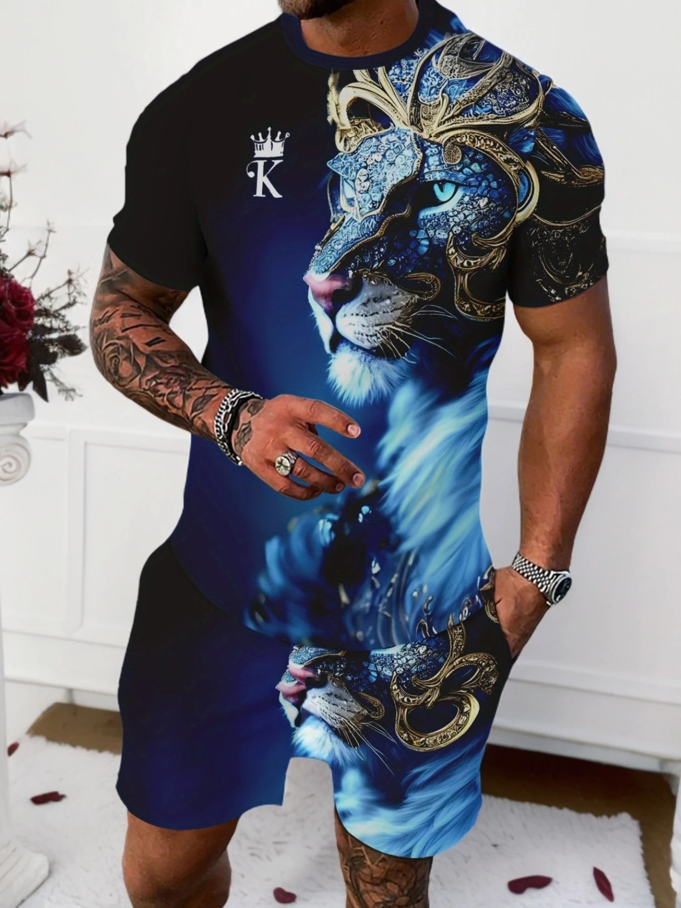 Fashion 2025 Summer Round Neck T-shirt Top and Shorts Set Outdoor Sports Set 2 Pieces of Sportswear Leisure Set 