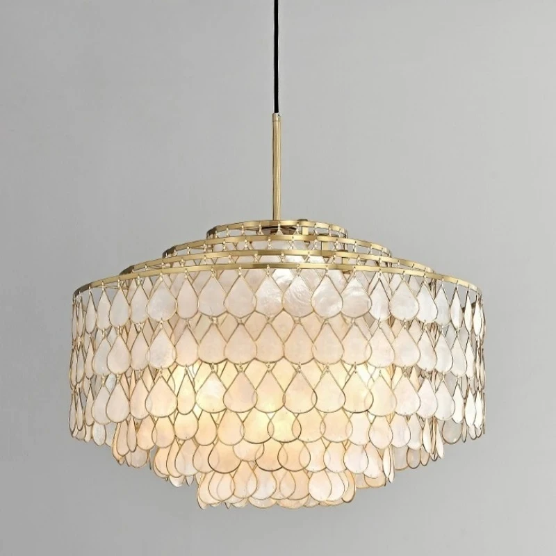 الفرنسية الفاخرة النحاس LED الثريا خمر الدمعة شكل قذيفة قلادة ضوء غرفة المعيشة دراسة مطعم غرفة نوم مصباح معلق #1