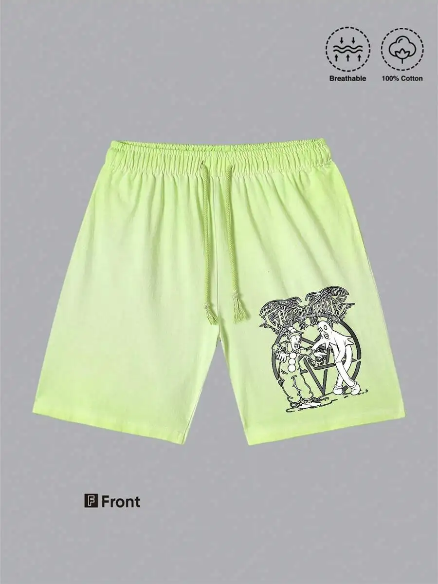 

Mens Cotton Shorts With Cartoon Print Casual Beach Summer Shorts